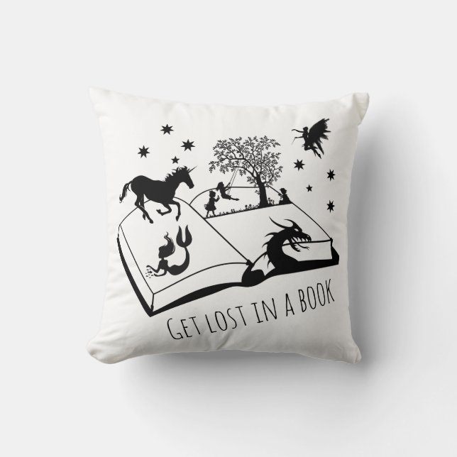 Get Lost in a Book Throw Pillow (Front)