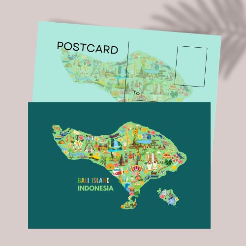 Get Lost in Bali A Fun Map Postcard for Adventure