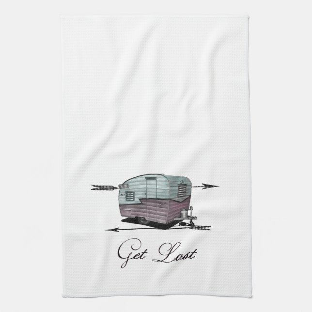 Get Lost - Vintage Trailer Kitchen Towel (Vertical)