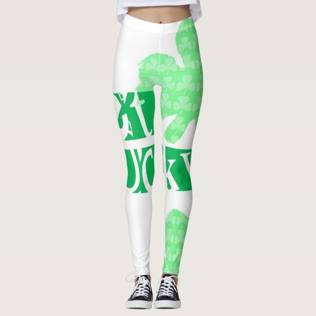 Get Lucky L Clover Shamrocks St Patty W Leggings (Front)