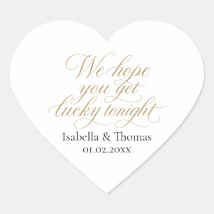 Get Lucky Tonight Wedding Favor Sticker Heart Seal