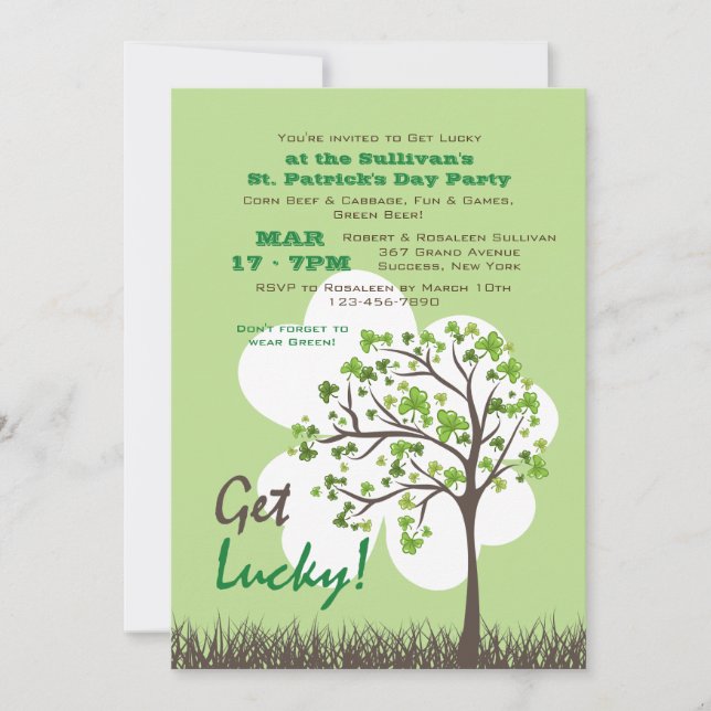 Get Lucky Tree St. Patrick's Day Invitation (Front)