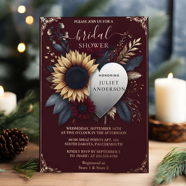Get Maroon Traditional Fall Burgundy Bridal Shower Foil Invitation (Creator Uploaded)
