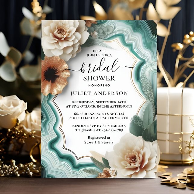 Get Monstera Emerald Green And Gold Bridal Shower Invitation (Creator Uploaded)
