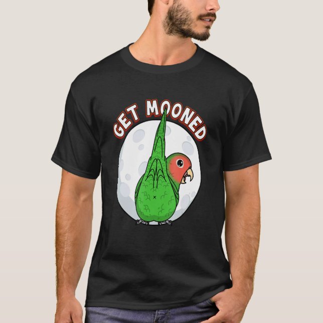 Get Mooned I Parrot Underfluffies Rosy-faced Green T-Shirt (Front)