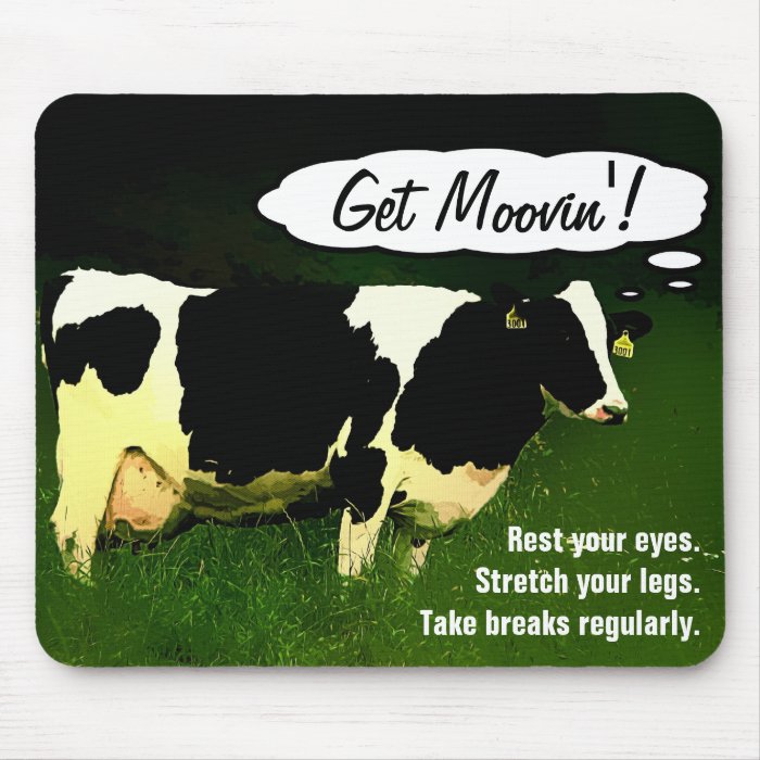 Get Moovin Funny Cow Office Reminder Mouse Pads