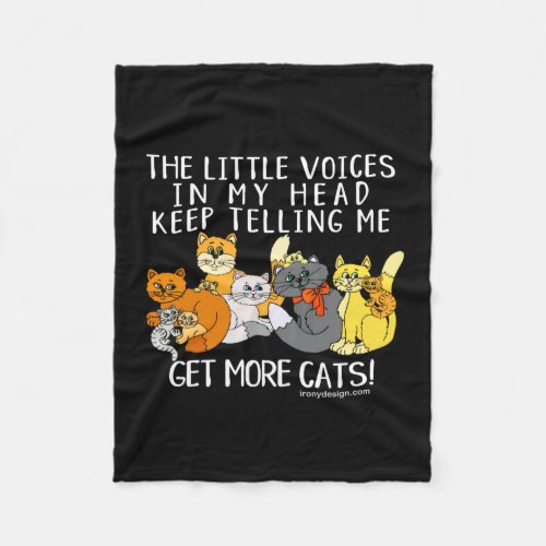 Get More Cats Funny Saying Black Fleece Blanket