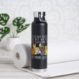 Get More Cats Funny Saying Black Water Bottle