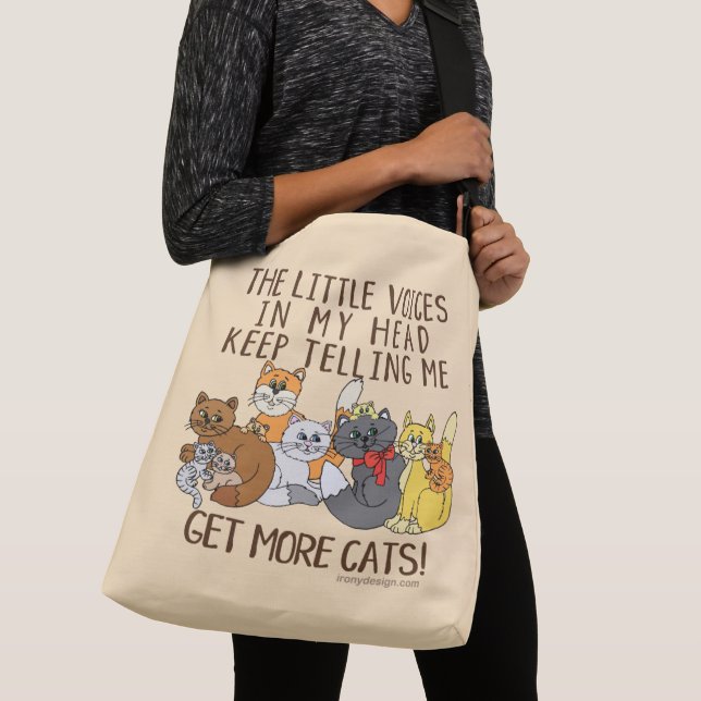 Get More Cats Funny Saying Crossbody Bag (Close Up)