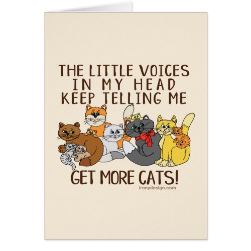 Get More Cats Funny Saying Greeting Card