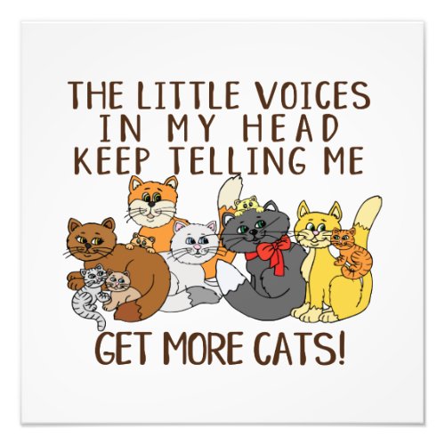 Get More Cats Funny Saying Square Poster