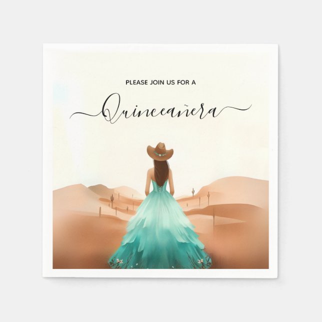 Get Nature Barn Wood Boho Farm Western Quinceanera Napkins (Front)