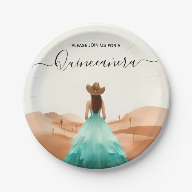 Get Nature Barn Wood Boho Farm Western Quinceanera Paper Plates (Front)