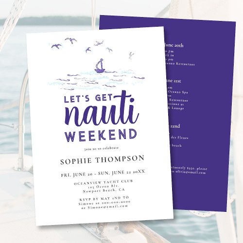Get Nauti Nautical Boat Party Bachelorette Weekend Invitation