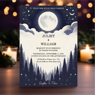 Get Night Sunset Stars Moon Cloud Twilight Wedding Invitation