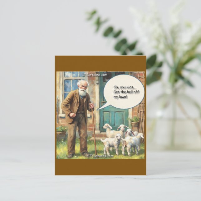 Get Off My Lawn – Goat Edition Postcard (Standing Front)