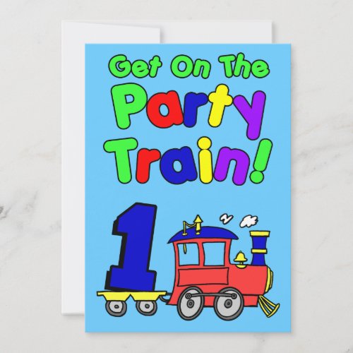 Get On The Party Train 1 Year Old Invitation