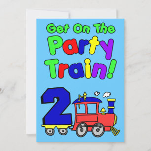 Get On The Party Train 2 Year Old Invitation