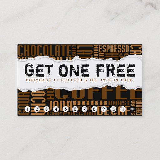 Customizable get one free COFFEE Business Cards