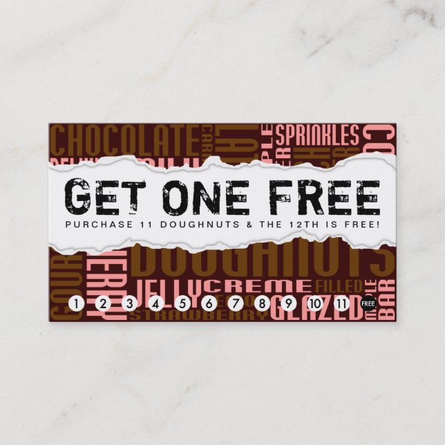 get one free DOUGHNUT Loyalty Card (Front)