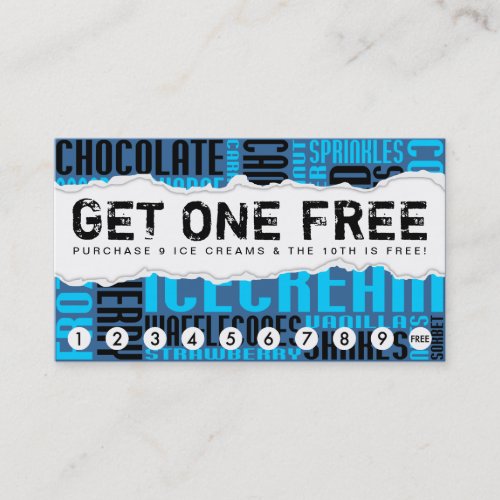 get one free ICE CREAM Loyalty Card