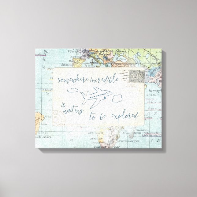Get out and Explore Quote and Map Canvas Print (Front)