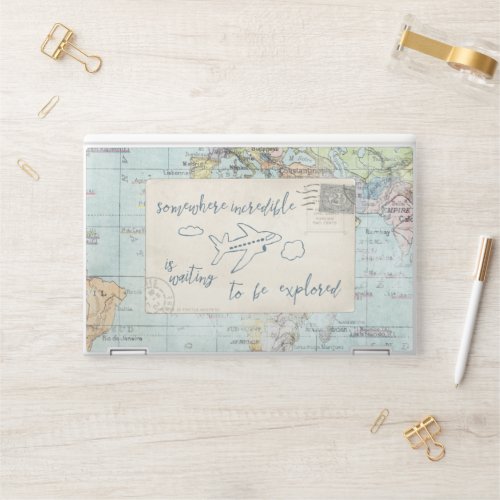 Get out and Explore Quote and Map HP Laptop Skin