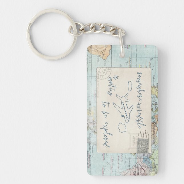 Get out and Explore Quote and Map Keychain (Front)