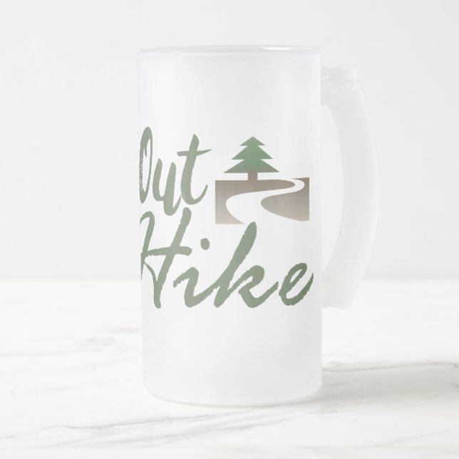 Get Out and Hike Frosted Glass Beer Mug (Front Right)