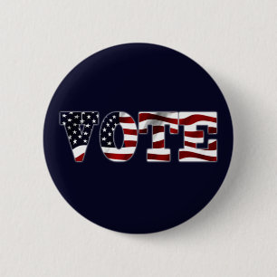 Get Out And Vote USA Flag Design Button