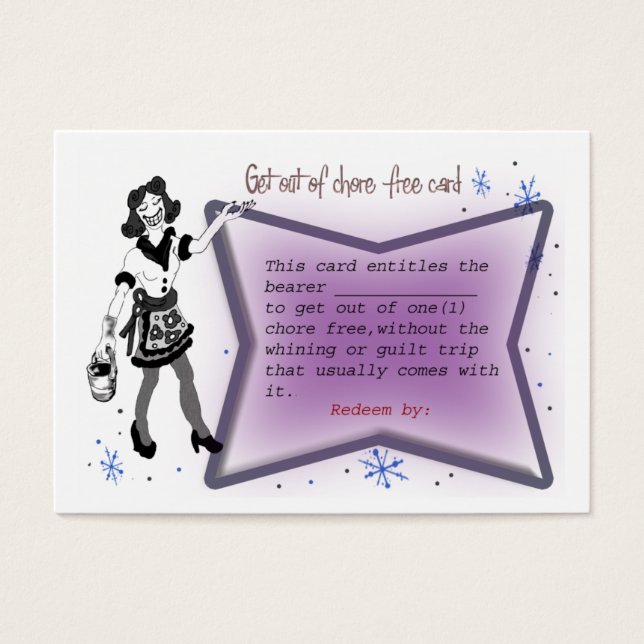 get out of chore certificate (Front)