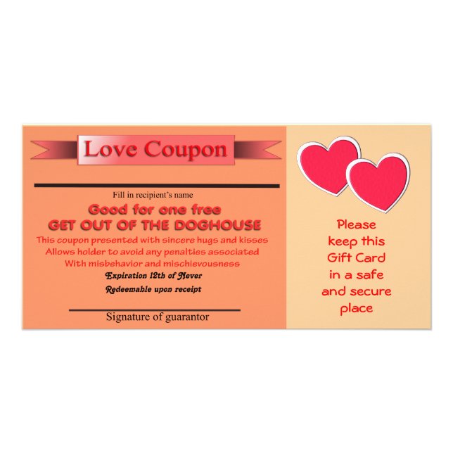 Get out of Doghouse Love Coupon Card (Front)