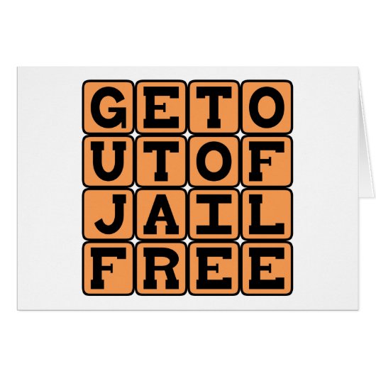 Get Out Of Jail Free, One-Time Immunity Cards (Front Horizontal)
