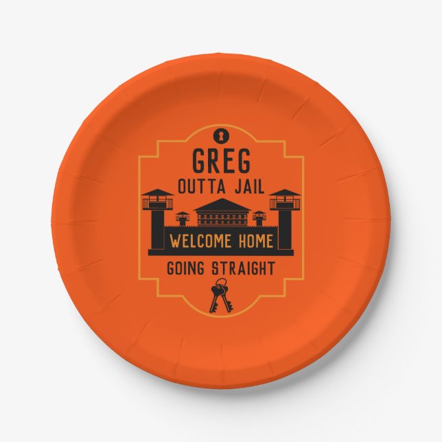 Get Out Of Jail Prison Release Gift  Paper Plates (Front)