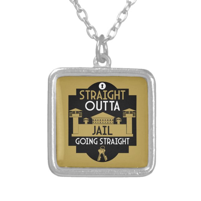 Get Out Of Jail Prison Release Gift  Silver Plated Necklace (Front)