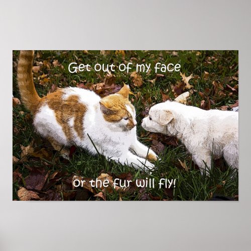 Get out of my face humorous dog and cat poster