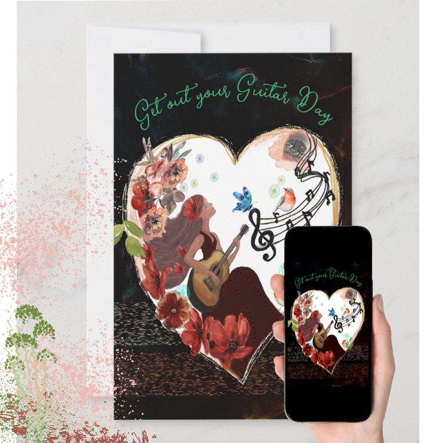 Get out your Guitar Day Dark  Holiday Card (Get out your Guitar Day dark card
)