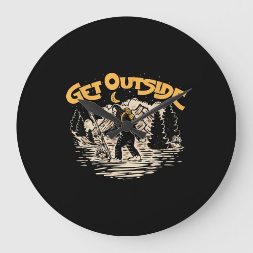 Get Outside Hiking Sasquatch  Mountains Outdoor Large Clock