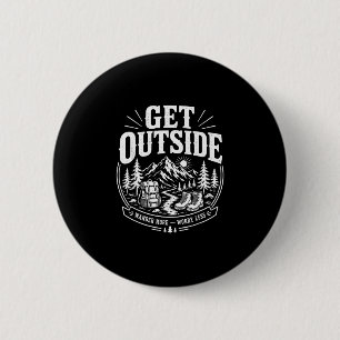Get outside wander more worry less vintage hiking button