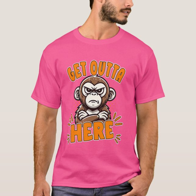 Get Outta Here Grumpy Funny Monkey Meme Humor T-Shirt (Front)