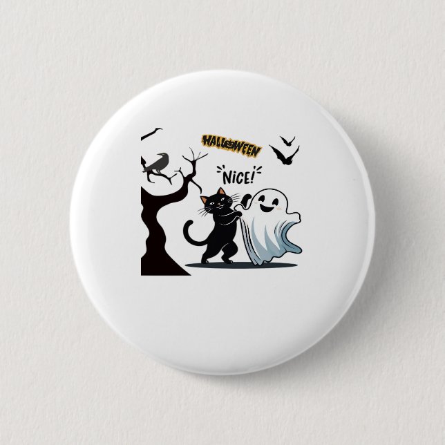 Get ready for a spook-tacular Halloween Nice party Button (Front)