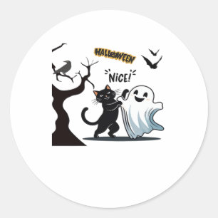 Get ready for a spook-tacular Halloween Nice party Classic Round Sticker