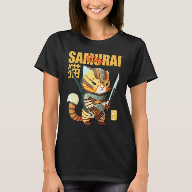 Get Ready to Pounce Samurai Kitty Takes Your Devic T-Shirt (Front)
