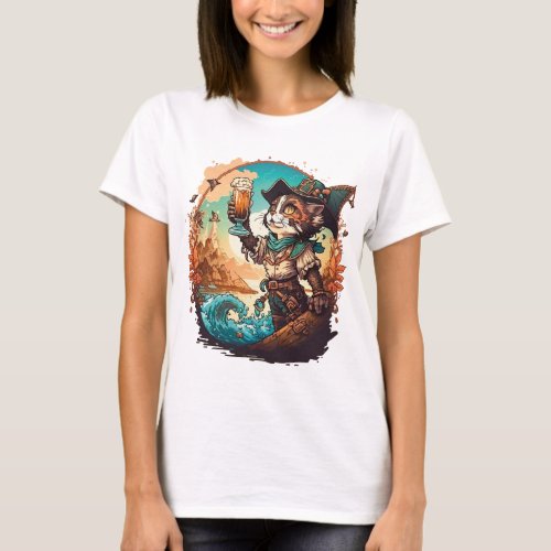Get Ready to Sail the High Seas with Pirate Cat T_ T_Shirt