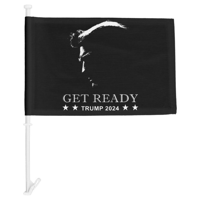 Get Ready: USA Donald Trump 2024  Car Flag (Front)
