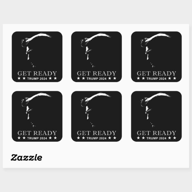 Get Ready: USA Donald Trump 2024 Square Sticker (Sheet)
