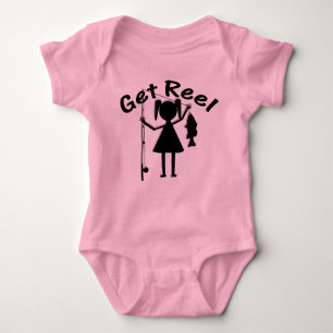 Get Reel - Little Girls Fishing Baby Bodysuit