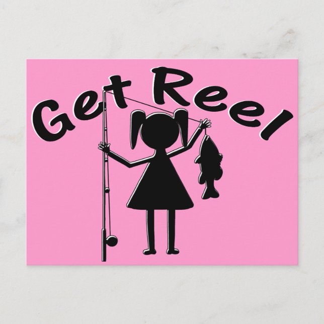 Get Reel - Little Girls Fishing Postcard (Front)