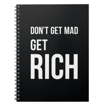Get Rich Business Motivation Notebook White Black by ArtOfInspiration at Zazzle