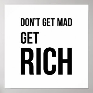 Get Rich Money Quote Posters Success Black White